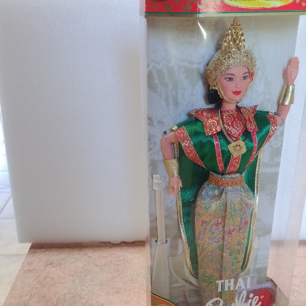 Vintage Barbie Thai Doll in Green and Gold Attire From World Series Collection